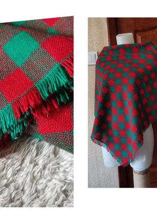 Begg of ayr винтаж шерстяной платок косынка в клетку шерсть саксонского мериноса большой платок каре из шотландской шерсти3 фото
