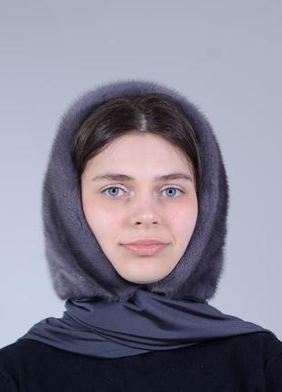Жіноча норкова хустка на голову3 фото