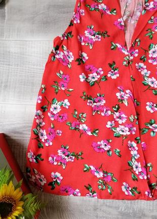 Яркий летний топ блуза на запах цветочный принт2 фото