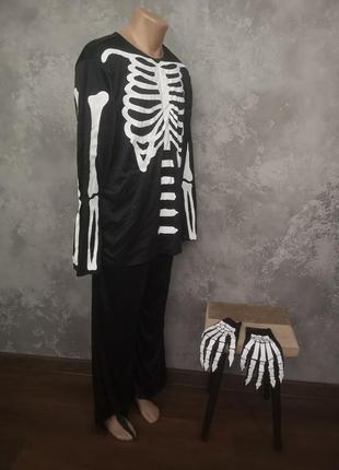 Мужской карнавальный костюм скелет перчатки хелоуин хэлоуин2 фото
