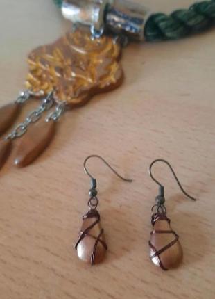 Намисто, кольє замш ручн раб довжин незвичайних п прикрашений бохо золот етно намисто чокер підвіс4 фото