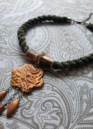 Намисто, кольє замш ручн раб довжин незвичайних п прикрашений бохо золот етно намисто чокер підвіс3 фото