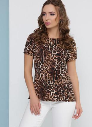 Леопардова жіноча літня блуза ms-1827