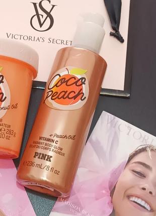 Бронзатор масло шимер coco peach radiant body glow оригінал victoria's secret виктория сикрет вікторія сікрет pink