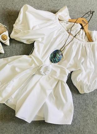 Натуральная белая блуза с пышными рукавами stella mccartney
