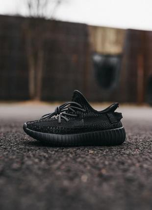 Детские кроссовки adidas yeezy boost 350 v2 black reflective чёрные