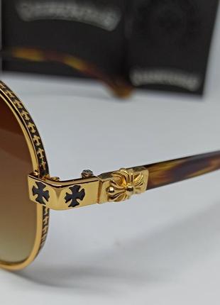 Chrome hearts чоловічі сонцезахисні окуляри каплі коричневі з градієнтом в золотому металі3 фото