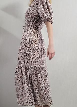 Сукня халат міді у квіти з об'ємними рукавами та воланом primark розмір 124 фото