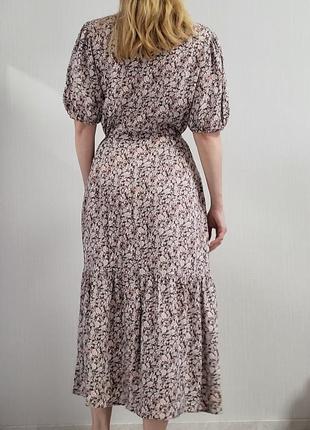 Сукня халат міді у квіти з об'ємними рукавами та воланом primark розмір 122 фото