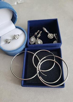 Серебряные серьги разные, конго, круглые серьги серебро 925