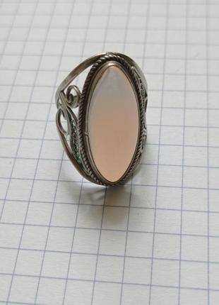 Мельхиоровое кольцо  с лунным камнем4 фото