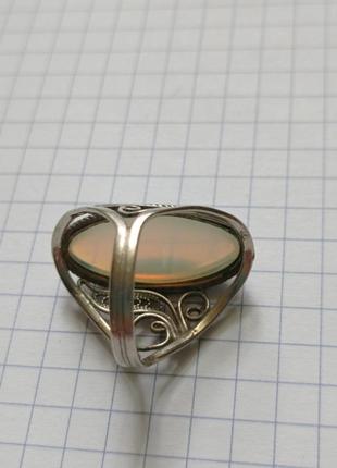 Мельхиоровое кольцо  с лунным камнем6 фото