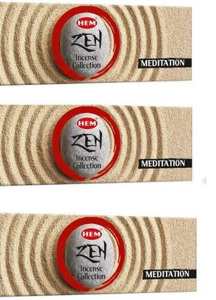 Пахощі  безосновні hem zen meditation dhoop медитація 3 шт 34674-3