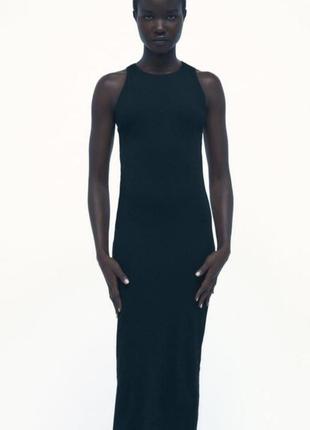 Брендовое черное платье zara/ длинное платье сарафан зара