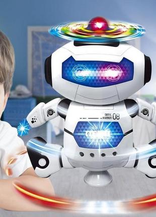Интерактивный танцующий светящийся робот dancing robot детская игрушка со светомузыкой белый