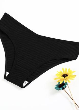 Трусики хипстеры в рубчик хлопковые l smy черный