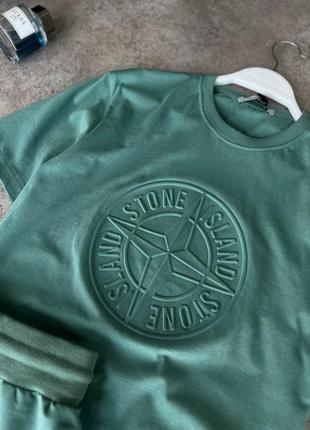 Шикарный костюм stone island60 костюм футболка + шорты-тон айленд3 фото