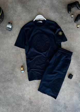 Шикарный костюм stone island60 костюм футболка + шорты-тон айленд7 фото