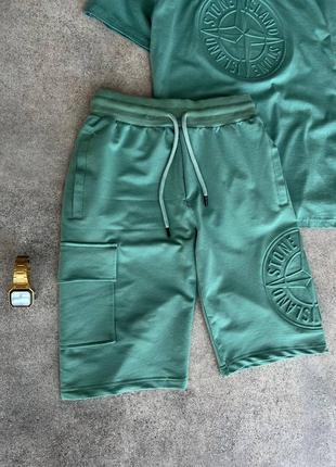 Шикарный костюм stone island60 костюм футболка + шорты-тон айленд4 фото