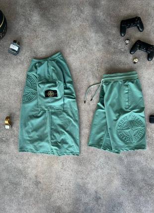 Шикарный костюм stone island60 костюм футболка + шорты-тон айленд1 фото