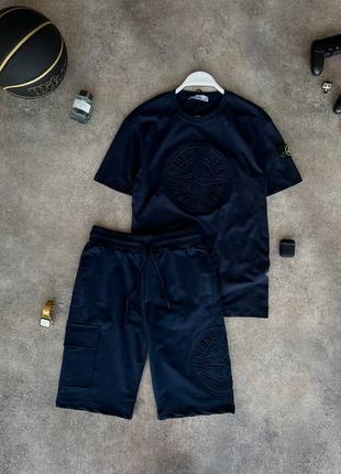 Шикарный костюм stone island60 костюм футболка + шорты-тон айленд