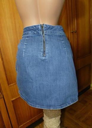 Брендовая джинсовая юбка с карманами синяя стрейч,р.,в идеале3 фото