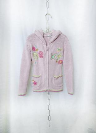 Вязаная катоновая кофточка +трикотажная катоновая шапочка,легенцы ,майечка (см.фото