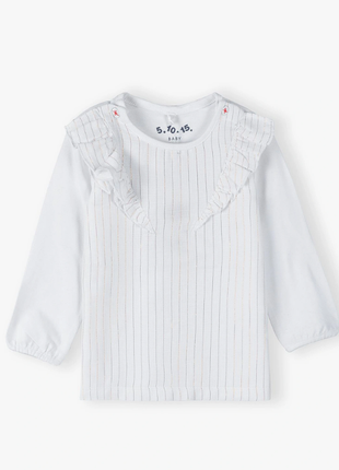 Біла дівоча блуза з декоративною оборкою 5.10.15