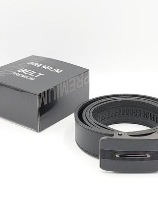 Ремень мужской кожаный 3,5 см пряжка автомат черный 1454