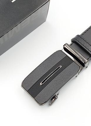 Ремень мужской кожаный 3,5 см пряжка автомат черный 1454