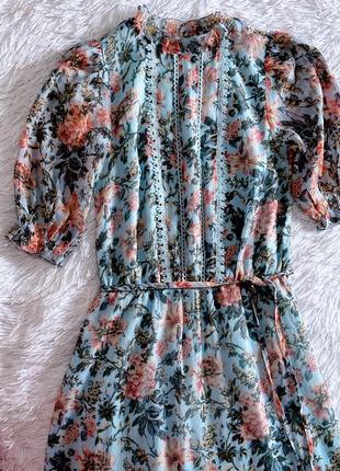 Нежное голубое винтажное платье в цветочный loststock2 фото