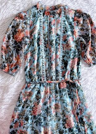 Нежное голубое винтажное платье в цветочный loststock3 фото