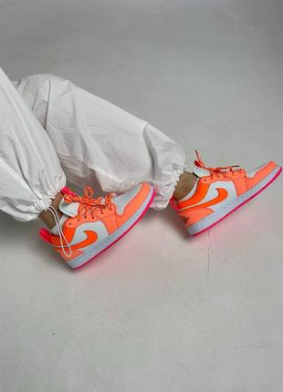 Nike air jordan 1 low жіночі яскраві коралові помаранчеві кросівочки найк джордан на літо весну кросівки тренд женские яркие коралловые кроссовки8 фото