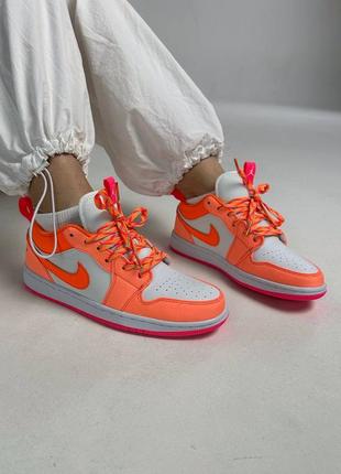 Nike air jordan 1 low жіночі яскраві коралові помаранчеві кросівочки найк джордан на літо весну кросівки тренд женские яркие коралловые кроссовки1 фото