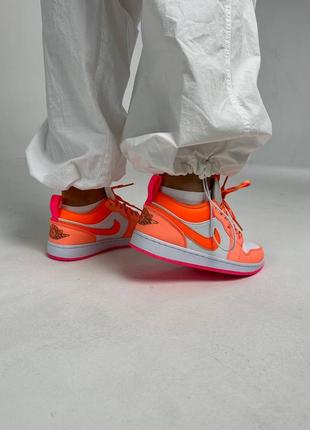 Nike air jordan 1 low жіночі яскраві коралові помаранчеві кросівочки найк джордан на літо весну кросівки тренд женские яркие коралловые кроссовки3 фото