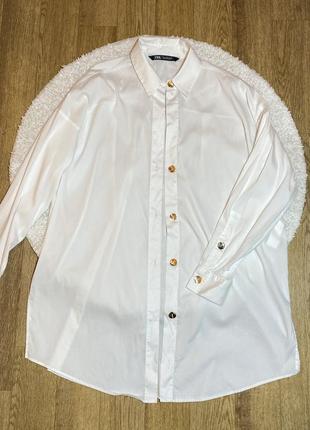 Удлиненная рубашка oversize с разрезами сбоку пуговицами2 фото