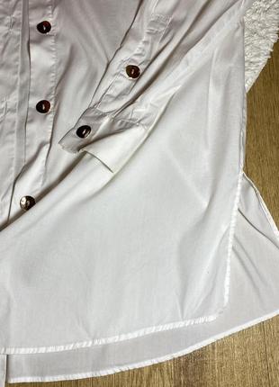 Удлиненная рубашка oversize с разрезами сбоку пуговицами5 фото