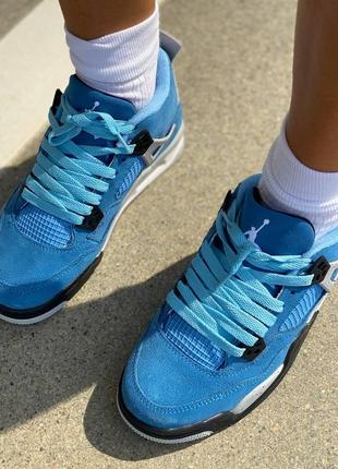 Nike air jordan 4 чоловічі жіночі блакитні високі кросівки найк джордан на весну літо осінь демісезон голубые мужские женские высокие кроссовки
