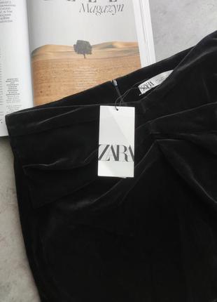 Новая бархатная юбочка от zara, черная короткая юбочка, бархатная обочка2 фото