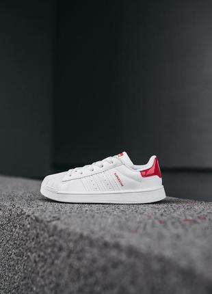 Детские кроссовки adidas superstar белые с красным