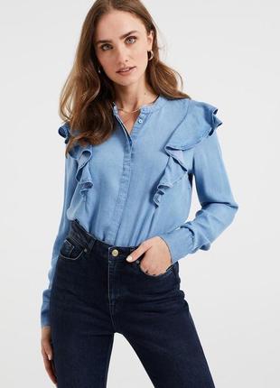 Джинсовая рубашка с рюшами denim co