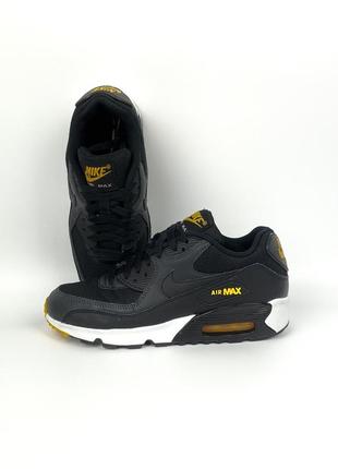 Кроссовки nike air max 90 mesh older 833418-026 оригинал черные кожаные размер 36.5 37 37.5