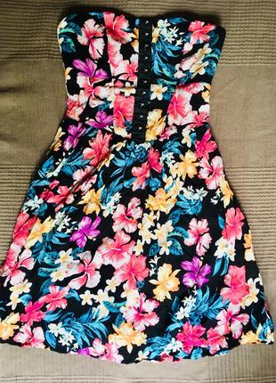 Яркое летнее платье-сарафан бюстье colins  xs1 фото