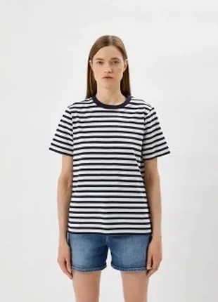 Базовая котоновая футболка в полоску от бренда marks &amp; spenser 👚 размер 10 / s -m 💥