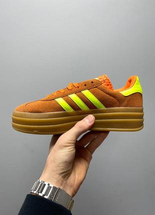 Женские замшевые кеды на платформе adidas gazelle bold orange8 фото