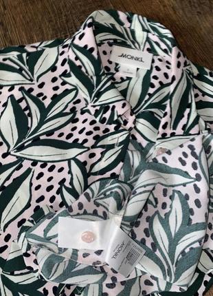 Блуза в піжамномк стилі блуза в тропічний принт zara monki sandro укороченая блузка с листьями3 фото