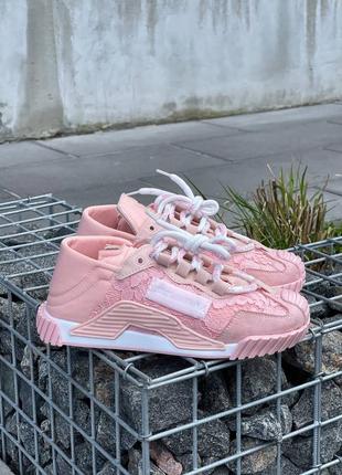 Красивые женские кроссовки в стиле dolce & gabbana ns1 light pink светло-розовые