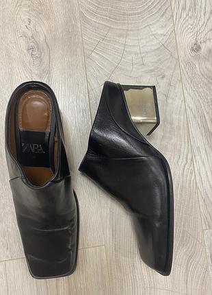 Туфли мюлли кожа zara