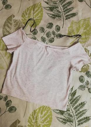 Фирменная укороченная футболка в рубчик h&m