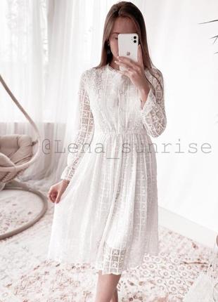 Праздничное новое платье на роспись белое кружева меди2 фото